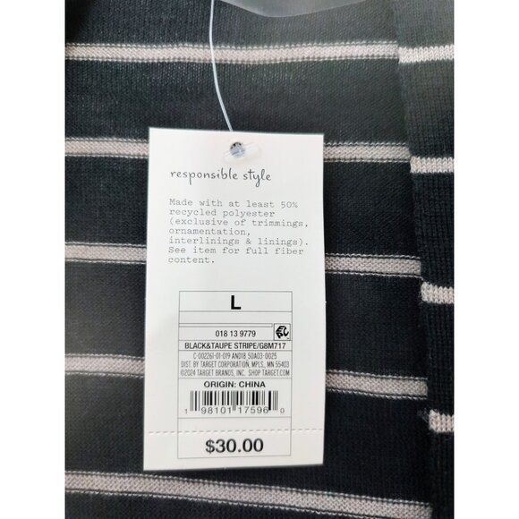 A New Day Striped Open Cardigan – Size Large – Black & Taupe – New with Tags - Picture 5 of 11